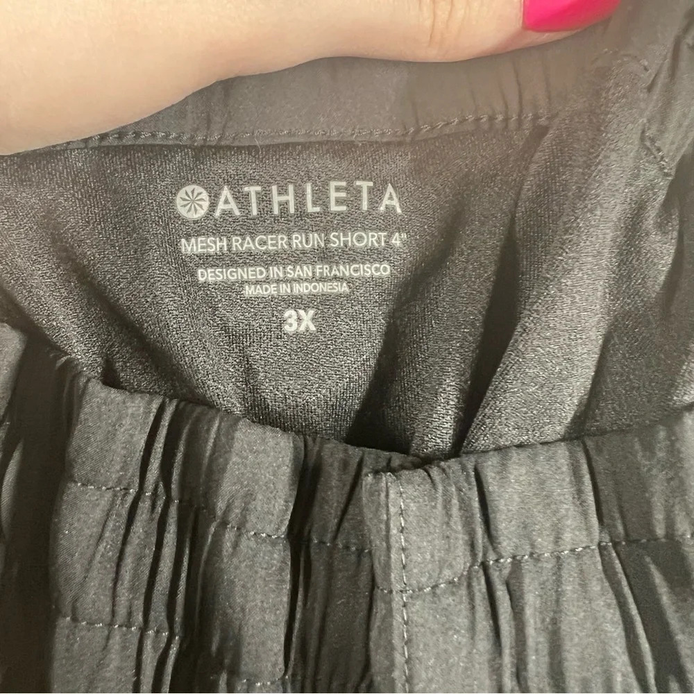 Athleta Black High Rise Mesh Racer Run 4” Shorts - Picture 5 of 7